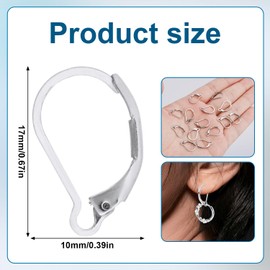 50pcs Lever Back Earring Hooks, 0.67in Silver Stainless Steel Lever Back Earring Hooks Hypoallergenic French Earwires Leverback Ear Wires Findings Earring Clasps for Jewelry Making DIY Dangle