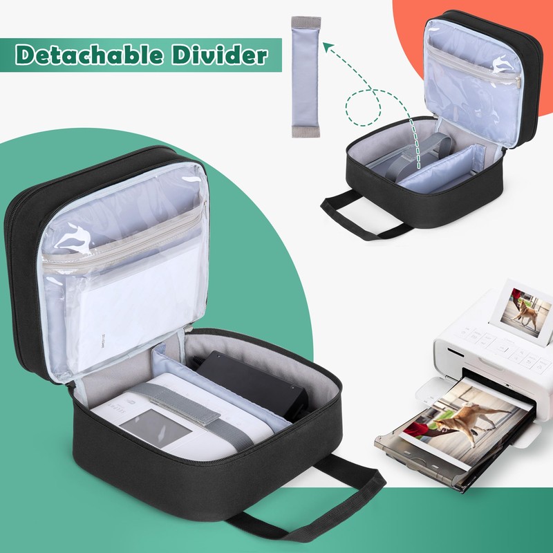 Luxja Photo Printer Storage Case, Double Layer, Holds Parts Together,