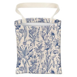 ABUIFDK Car Trash Can, Cute Car Trash Bag, Hanging Car Organizer and Storage Bag, Trash Bin for Car Accessories, Vehicle, Travelling, Camping Cute Blue Floral