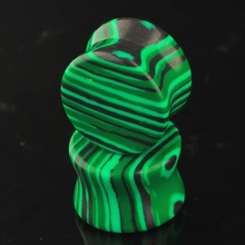 Decentraland Pack of 2 6 mm (2G) Natural Malachite Organic Stone Earplugs Double Trumpet Body Pierced Earrings Jewellery for Men and Women, Stone, No gemstone