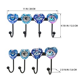 Banllis Coat Rack Wall Mounted with 4 Hooks, Heart Shaped Eyes Decorative Wall Hooks for Hanging Hat, Key, Towel, Purse, Bag and Robe, for Entryway, Bathroom, Hall Organizer Hanger Rack - Metal