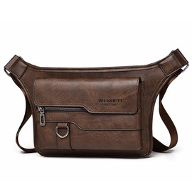 A-QMZL Leather Shoulder Bag Men Crossbody Vintage Shoulder Bag Crossbody Business School Bag Handbags for Travel Hiking Work, dark brown, Retro
