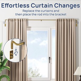 ENJOYBASICS Blackout Curtain Rod for Windows 48 to 84, Wrap Around Curtain Rods for Bedroom, Living Room, Adjustable from 30 to 86 Inches, Gold