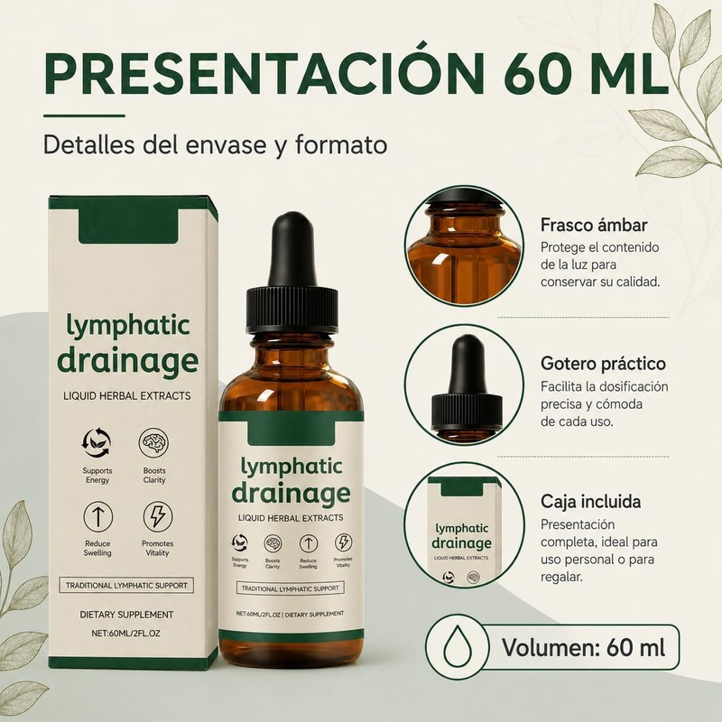 Gotas de Drenaje Linfático - Fórmula Natural y Suave, Drenaje