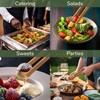 BambooMN 12" Reusable Bamboo Kitchen Toast Tongs - Carbonized Brown