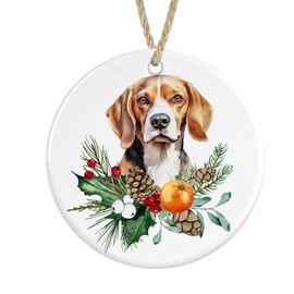 Beagle Ceramic Ornament, Christmas Tree Bauble Decoration (No text)