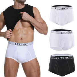 Incontinence Underwear for Men Washable Cotton Briefs Reusable Urinary Protective Absorbent Underwear for Bladder Leakage Control 150ml 3-Pack（2White+1Black，L）