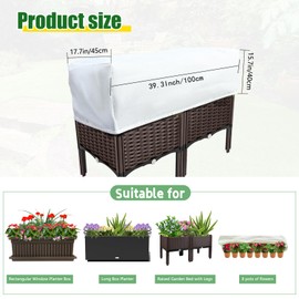 Vecacosic 3 Pcs Rectangular Winter Plant Box Covers Freeze Protection with Drawstring 2.36 Oz/Yd² Raised Bed Planter Box Frost Protection Covers for Plants in Winter Outdoor (39.3×15.7×17.7 in)