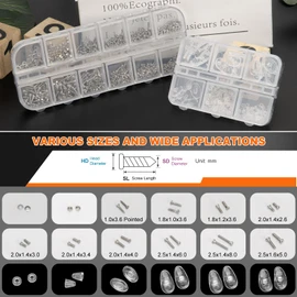 Eyeglass Repair Kit with Screws, Mini Glasses Repair Kit, Eye Glass Repairing Kit with Eyeglass Screws, Silicone Nose Pads, Tweezer, Screwdriver for Eyeglasses,Sunglasses, Magnify Glass and Case