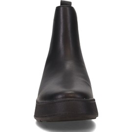FitFlop Women's F-Mode Leather Flatform Chelsea Boots, Black, 6