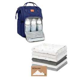 KeaBabies Diaper Bag Backpack and 6-Pack Baby Burp Cloths for Baby Boys and Girls - Waterproof Multi Function Baby Travel Bags - Large Baby Burp Cloths, Burping Cloths for Babies