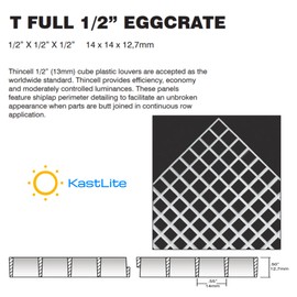 KastLite 1/2" x 1/2" x 1/2" Cell 2' X 2' Egg Crate Light Diffuser, HVAC Panel & Aquarium Divider - White Air Vent Grilles, Drop Ceiling Grid Covers, Fish Tank Lids - American Made Styrene Lighting