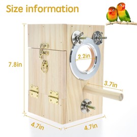 CooShou Bird Nest Box Parakeet Breeding Nest Box Bird Nest House Wooden Acrylic Transparent Breeding Box for Finch Lovebirds Cockatiel Budgie Conure Parrot
