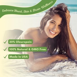 Olive Leaf Extract - 750 Mg - 120 Capsules - Extra Strength - 20% Oleuropein - Non-GMO Formula - Premium Quality From Pure Olive Leaves - Powerful Antioxidant - Great for Heart, Skin and Brain