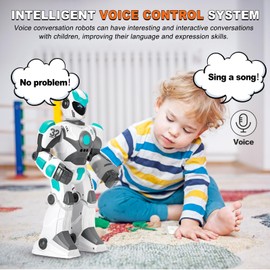Remote Voice Control Large Robot: 2.4Ghz WiFi Signal Intelligent Programmable Popular Science Story Toys with Gesture Sensing Presents for Kids