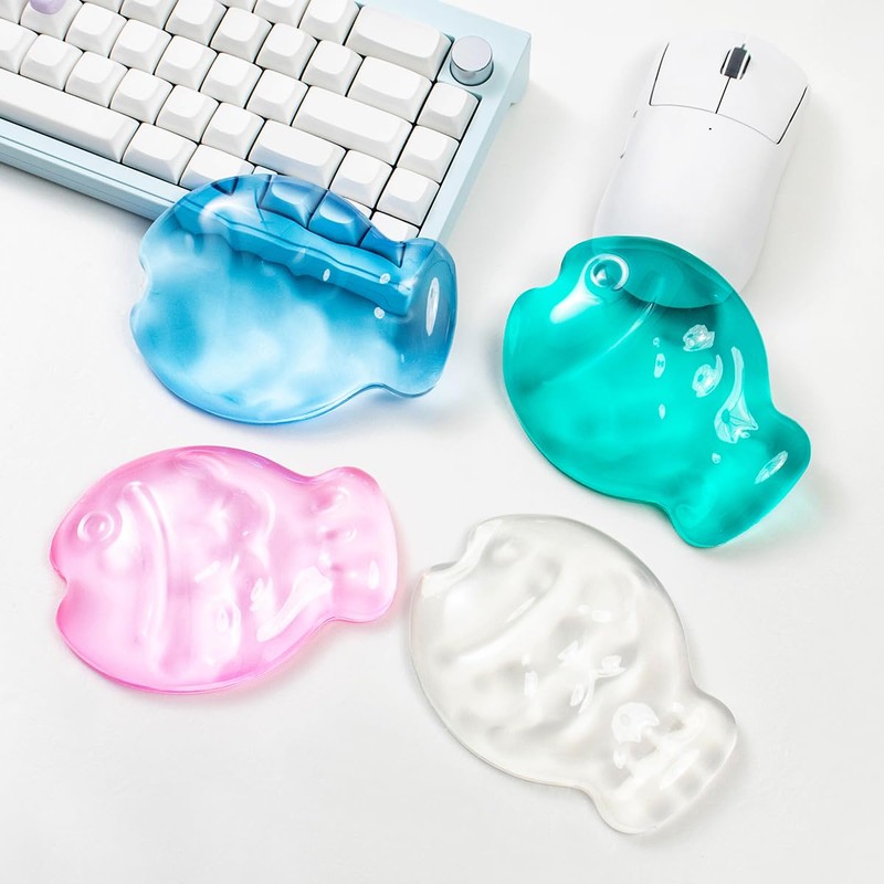 White Gel Mouse Wrist Rest–Clear Cute Fish Mouse Wrist Rest,