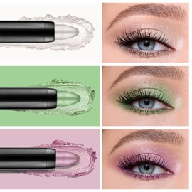 Boobeen 3 x Eyeshadow Pencil Cream Crayon Waterproof Eyeshadow Brightener Stick Shimmer Eyeshadow Pen Create Glitter Eye Make-up, Easy to Use