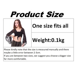 [Getrays] Women Belly Dance Top, 3/4 Flare Sleeves Wrap Top, Knot Bandage Floral Shawl Crop Top for Dance Wear, Lace Butterfly Crop Top, Tribal Belly Dance Yoga Costume Accessories for Women Girls,