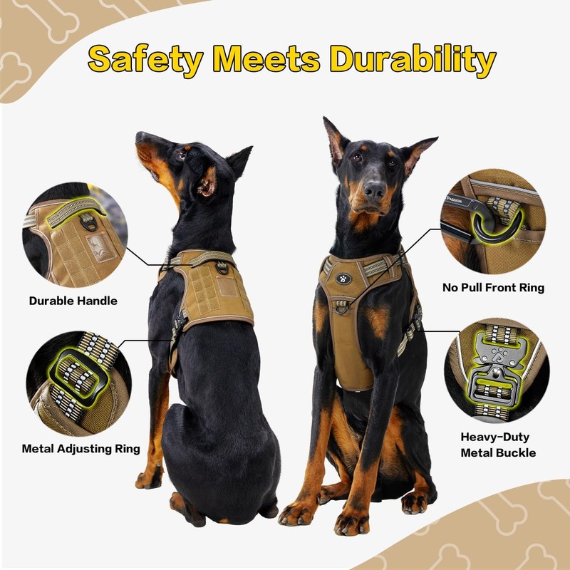 PawsPassion Tactical Dog Harness for Small Dogs, Chew-Proof Metal Hardware,