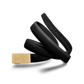 Mission Belt Women's Ratchet Belt - 30mm Gold Buckle/Black Leather Strap, Extra Small (Up to 25")