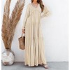 R.Vivimos Maxi Dress for Women Long Sleeve V Neck Empire