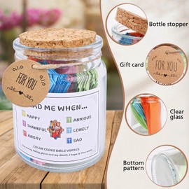 Bible Verse Jar, 120 Color Coded Bible Verses in a Jar, Bible Study Supplies, Christian Gifts for Women, Birthday Gifts for Women Men