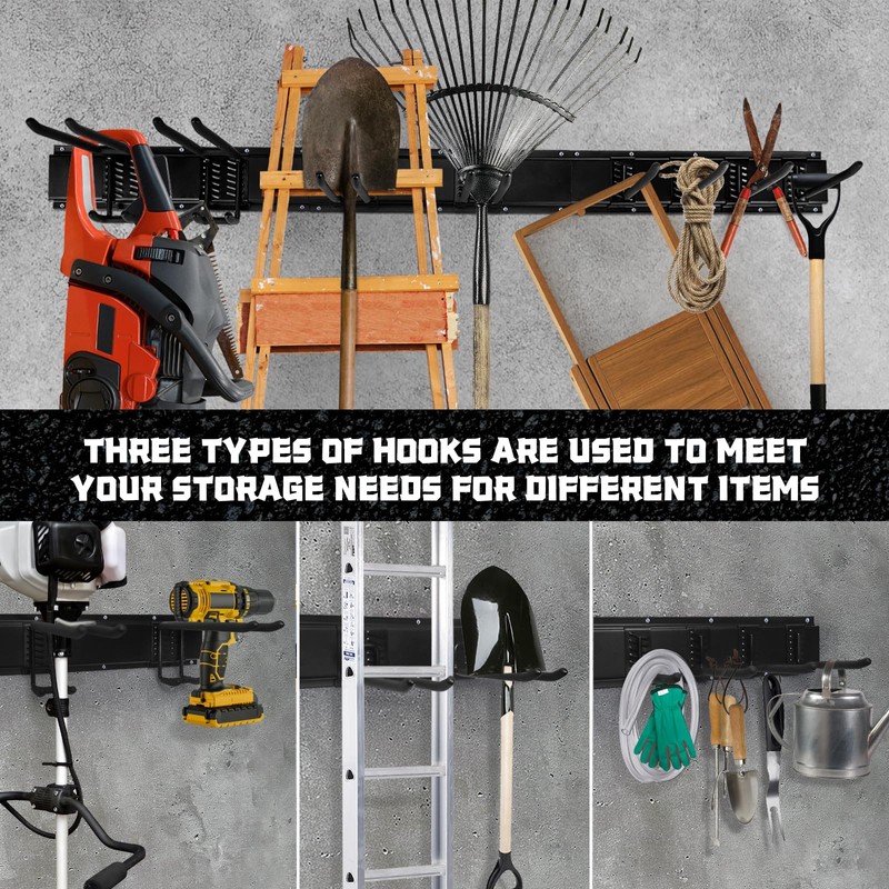 Heevir 11Pcs Garage Wall Mount Tool Storage Rack - Adjustable