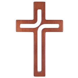 Drewniane Krzyże Hanging Cross Made of Beech Wood, Modern Wall Cross, Crucifix, Smooth Surface, Hanging Wooden Cross (Brown, 30 x 18 x 1.8 cm)