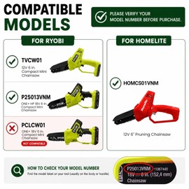 New 6 Inch Chainsaw Chain for RYOBI Pruning Saw P25013VNM, TVCW01, 6 Inch Chainsaw Blade for Homelite Pruning Saw HOMCS01VNM, Mini Chain 318908001 & 318908002, 1/4"LP Pitch .043" Gauge 38 Drive Links