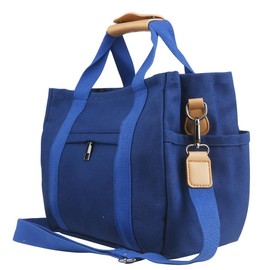 Large Canvas Hobo Crossbody Shoulder Tote Bag for Women and Men W/Multi-pocket Casual Purse Messenger Bags Travel Work - Color: Blue