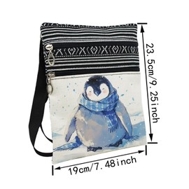 LiuenMgg Chubby Penguin Messenger Bag Small Ethnic Pattern Printed Adjustable Strap Crossbody Zipper Bag Chubby Penguin Phone Bag Wallet Cute Shoulder Handbag for Women Friends -2