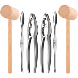 6Pcs Crab Crackers and Tools including 2 Forks 2 Lobster Crackers Nut Cracker and 2 Lobster Crab Mallets