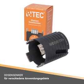 BTEC Diamond Drill Bit 68 mm with M16 Socket + 80 mm Usable Length – Drilling Bit for Masonry, Sand-lime Brick, Poroton, Plaster and Much More – Diamond Drill Bit