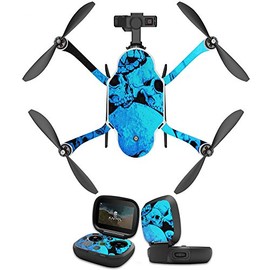MightySkins Skin Compatible With GoPro Karma Drone headphones wrap cover sticker skins Blue Skulls