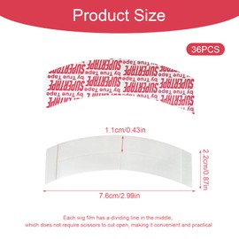 Qwrqwr 36pcs Double Sided Wig Tape Waterproof Hairpiece Fixing Hair Extension Strips Extra Strong Invisible for Lace Toupee and Full-cap