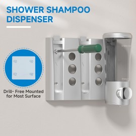 Shampoo and Conditioner Dispenser,Shower Dispenser 3 Chamber No Drill Shampoo Dispenser for Shower Wall Mounted Shower Shampoo Dispenser Body Wash for Bathroom,Hotel,3 * 450ML,Silver