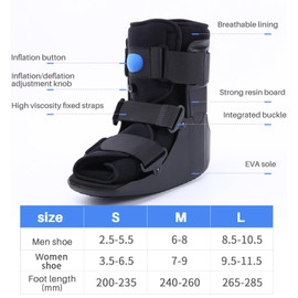 Kaneyvok Short Air Walker Cam Fracture Boot Inflatable Walking Boot for Ankle or Foot Fracture, Sprained Ankle, Injury Protection and Stabilization Fracture Boot Fits Left or Right Foot (Large)