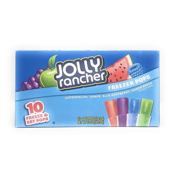 Jolly Rancher Freezer Pops, Watermelon, Green Apple, Grape, Blue Raspberry, 10 Ct (Pack of 3)