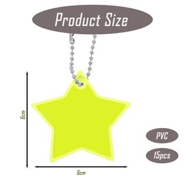 IUHRIE Pack of 15 Star Reflectors Children's Pendants, Safety Reflector, Star, School Bag, Reflective, for Backpack, School Bag, Reflective Keyring, School Bag, Cycling, Walking, Running
