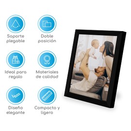 Ofidosel Portaretratos de Plastico. Marcos para Fotos de Plástico en Colores. Porta Retrato para Escritorio 5x7 pulgadas. Marcos para Fotos. Cuadro para Fotografias para tu Hogar. Picture Frame (Negro)