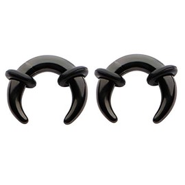Zaya Body Jewelry Pair of Black Ear Pinchers Crescents Horseshoes Gauges 14g 12g 10g 8g 6g 4g 2g 0g 00g 1/2 9/16 (9/16" 14mm)