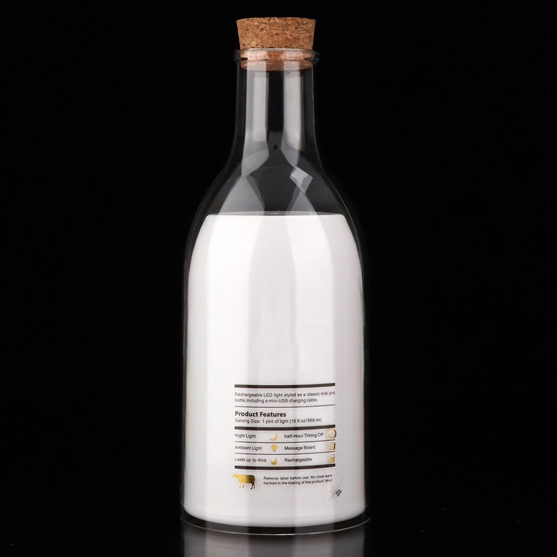 USB Rechargeable LED Bedside Lamp Milk Bottle DIY Message Night