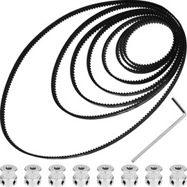 DAOKAI GT2 Closed Loop Timing Belt 6mm Wide Loop Rubber 110mm 112mm 122mm 158mm 200mm 300mm 400mm 610mm + GT2 Timing Belt Pulley(20 Teeth Bore) for 3D Printer
