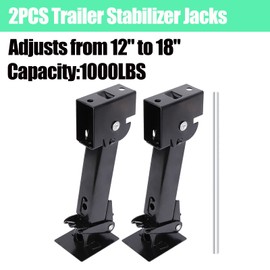 2PCS Swing Down Trailer Stabilizer Jacks - 7" Drop Leg, 18" Adjustable Rod Handle & Mounting Screws for RV, Camper & Travel Trailer (12" to 18")