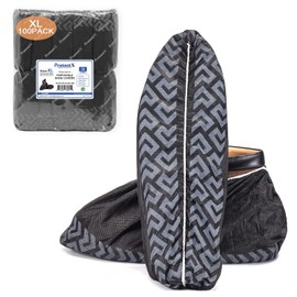 ProtectX Premium Disposable Extra Large Shoe Covers, Slip Resistant, Durable Non-Woven Polypropylene Fabric for Booties, Fits Up to 14 US Men and all US Women Size, Black 100-pack (50 pairs)