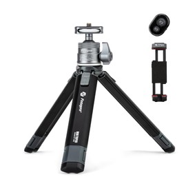 Fotopro Extendable Mini Camera Tripod, Aluminum Alloy Handheld Tripod with Ball Head Phone Holder Universal Tablet Phone Tripod Mount Bluetooth Remote Control for Phone DSLR Camera