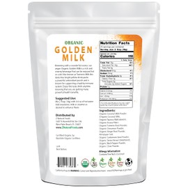 Z Natural Foods Z Natural Foods Organic Golden Milk Powder - Turmeric Superfood Blend, Mix In Coffee, Tea, Lattes, Smoothies Recipes - Non GMO, Vegan, Gluten Free - 1 lb