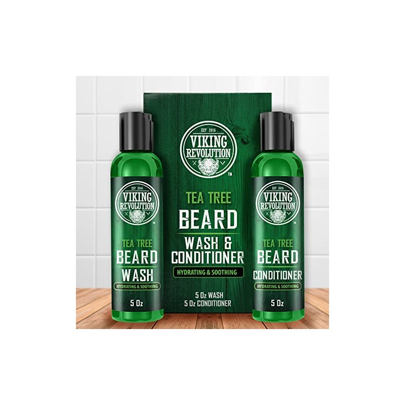 Viking Revolution Juego Lavado Acondicionador Barba Árbol Hombres Suavizante Natural