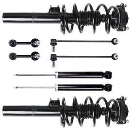cciyu Complete Suspension Kit Fits 10 11 12 13 for Volkswagen Golf 05 06 07 08 09 10 for Volkswagen for Jetta Includes Front Strut Spring Assembly Rear shock absorber Stabilizer Bar Link