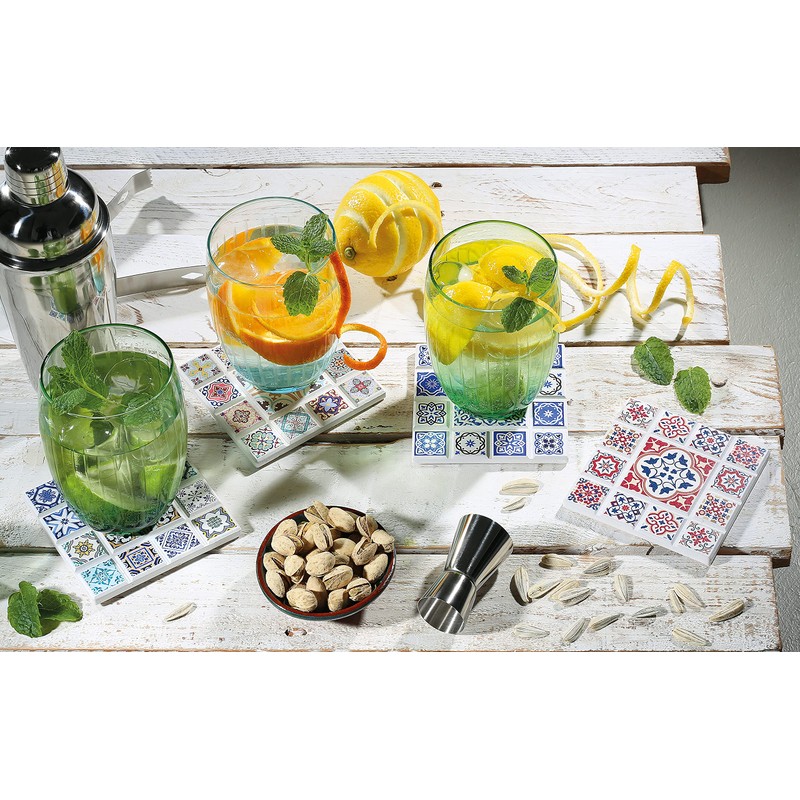 Zassenhaus 057638 Oriental Design Diamond Ceramic Coaster with Non-Slip Cork